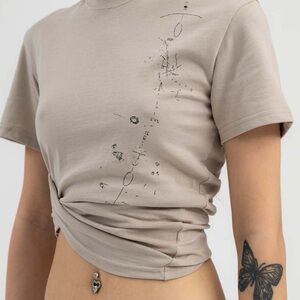 Hyein Seo Beige Women Twisted Crop T Shirt Size XS Retail for $160